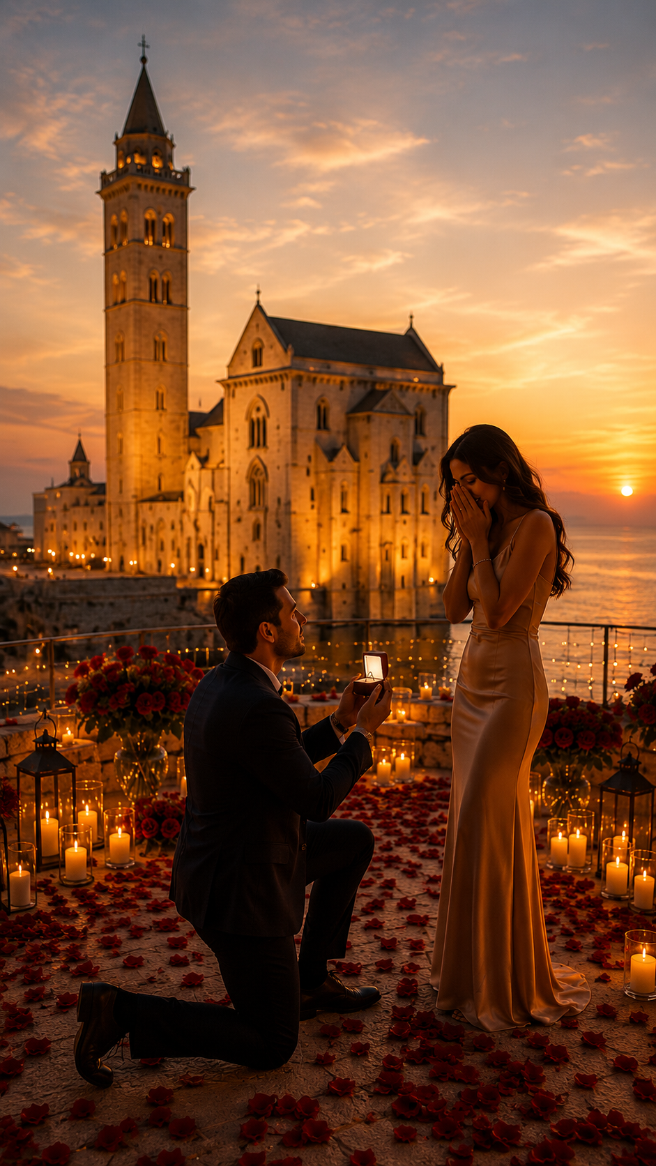 Setup for a marriage proposal in Trani