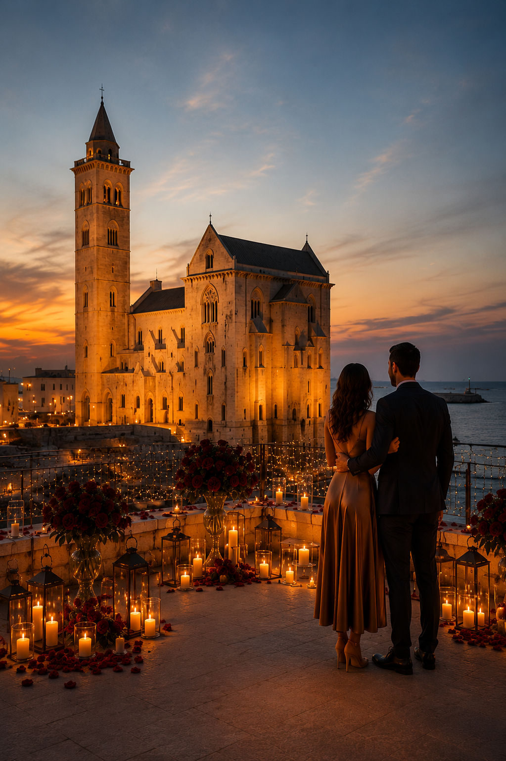 Marriage proposal in Trani with sea view