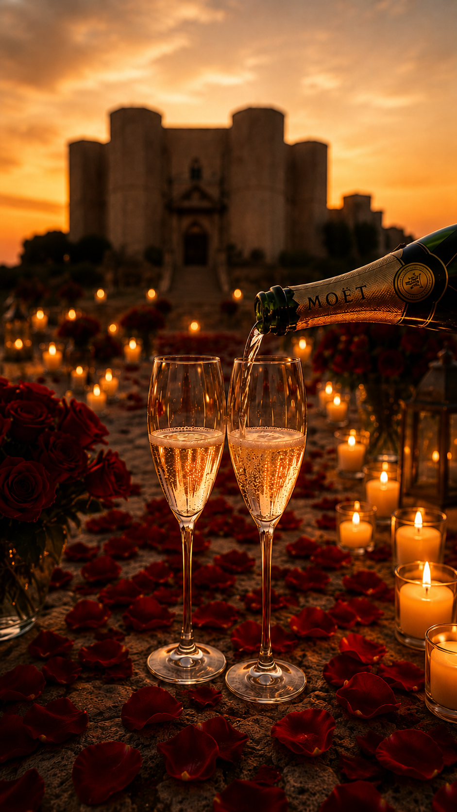 Champagne toast after the yes